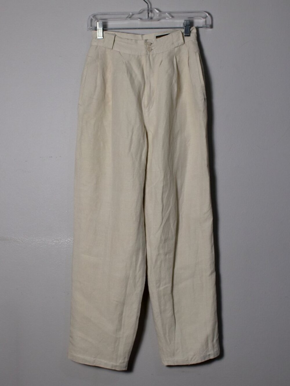 Vintage 80s Linen Blend Cream Trousers XS